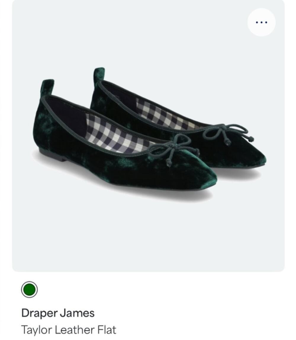 Draper James Taylor Green Plaid Velvet Bow Coquette Flats Size 8.5